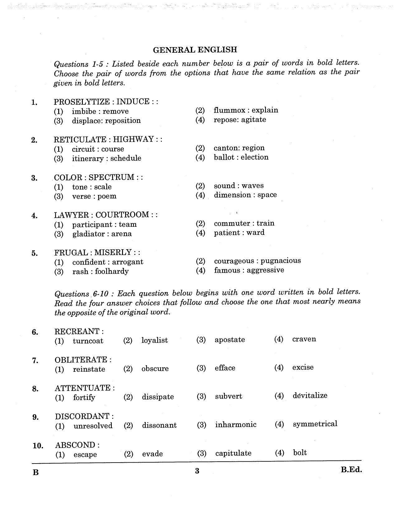 JKBOPEE B.Ed 2012 Question Paper - Page 3