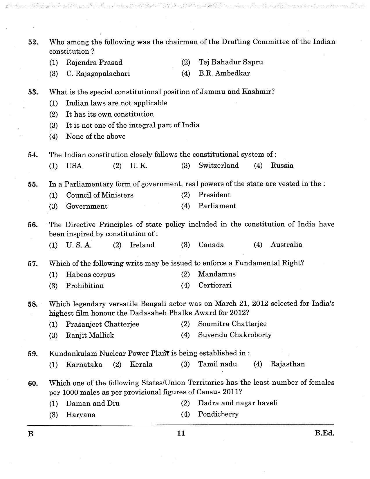 JKBOPEE B.Ed 2012 Question Paper - Page 11