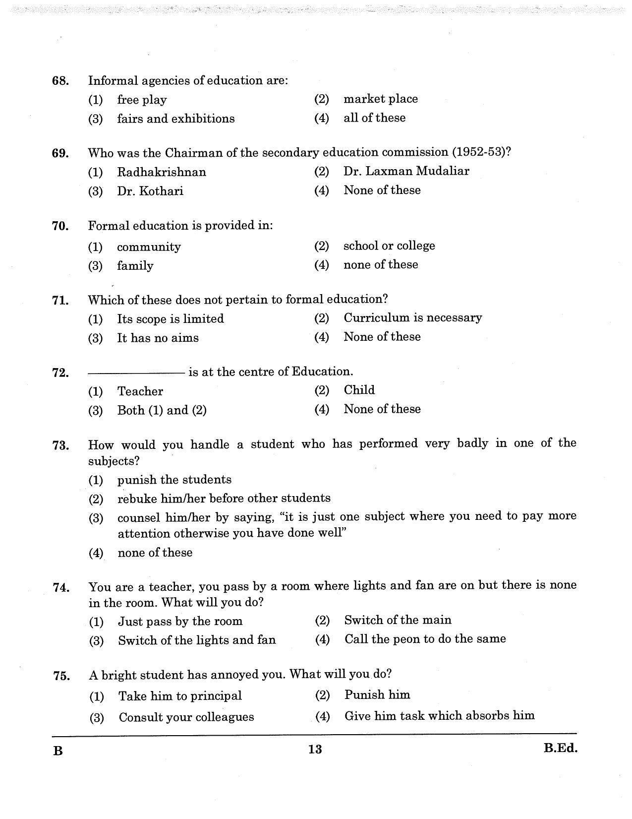 JKBOPEE B.Ed 2012 Question Paper - Page 13
