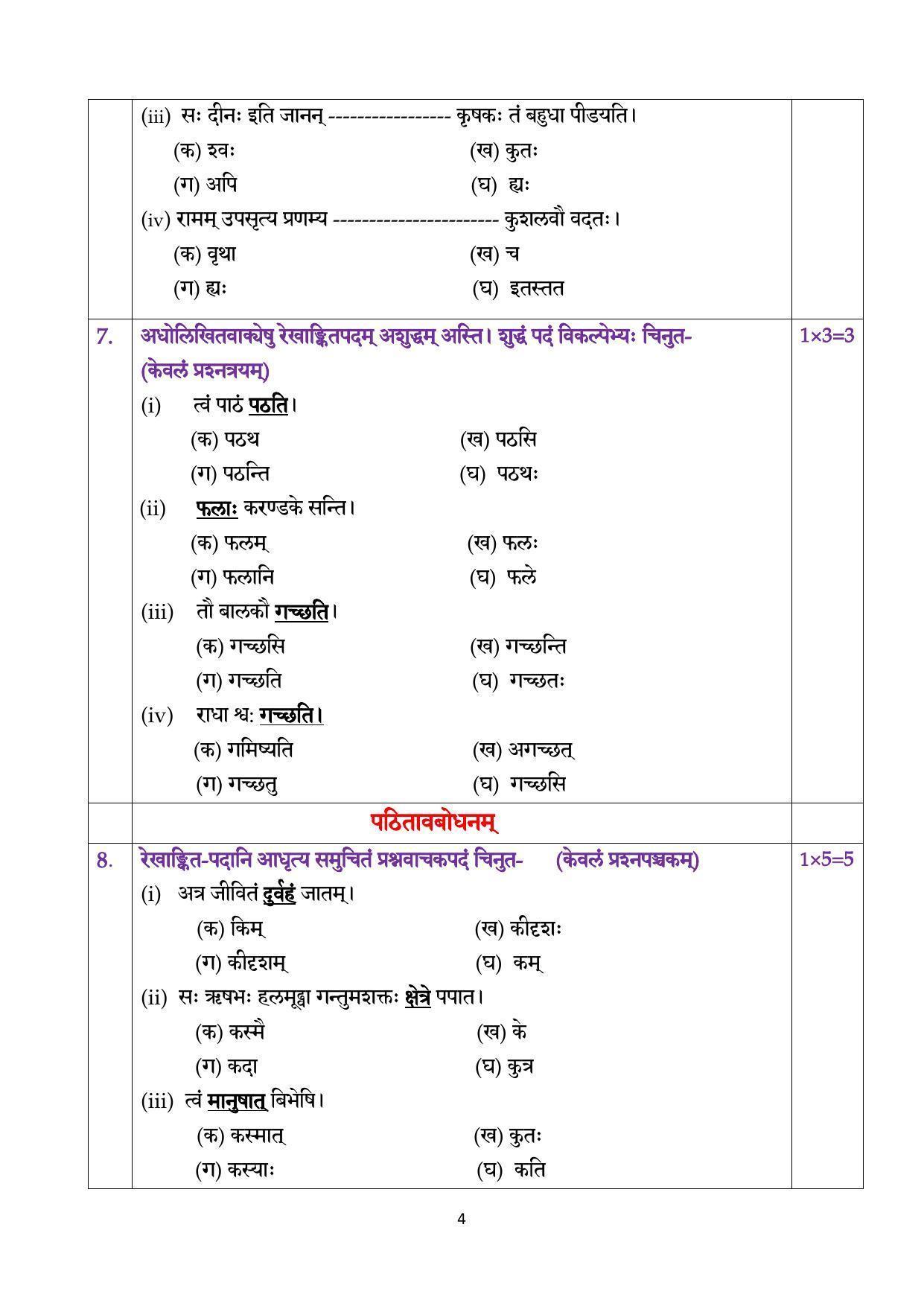 CBSE Class 10 Sanskrit Sample Paper 2021-22 - Page 4