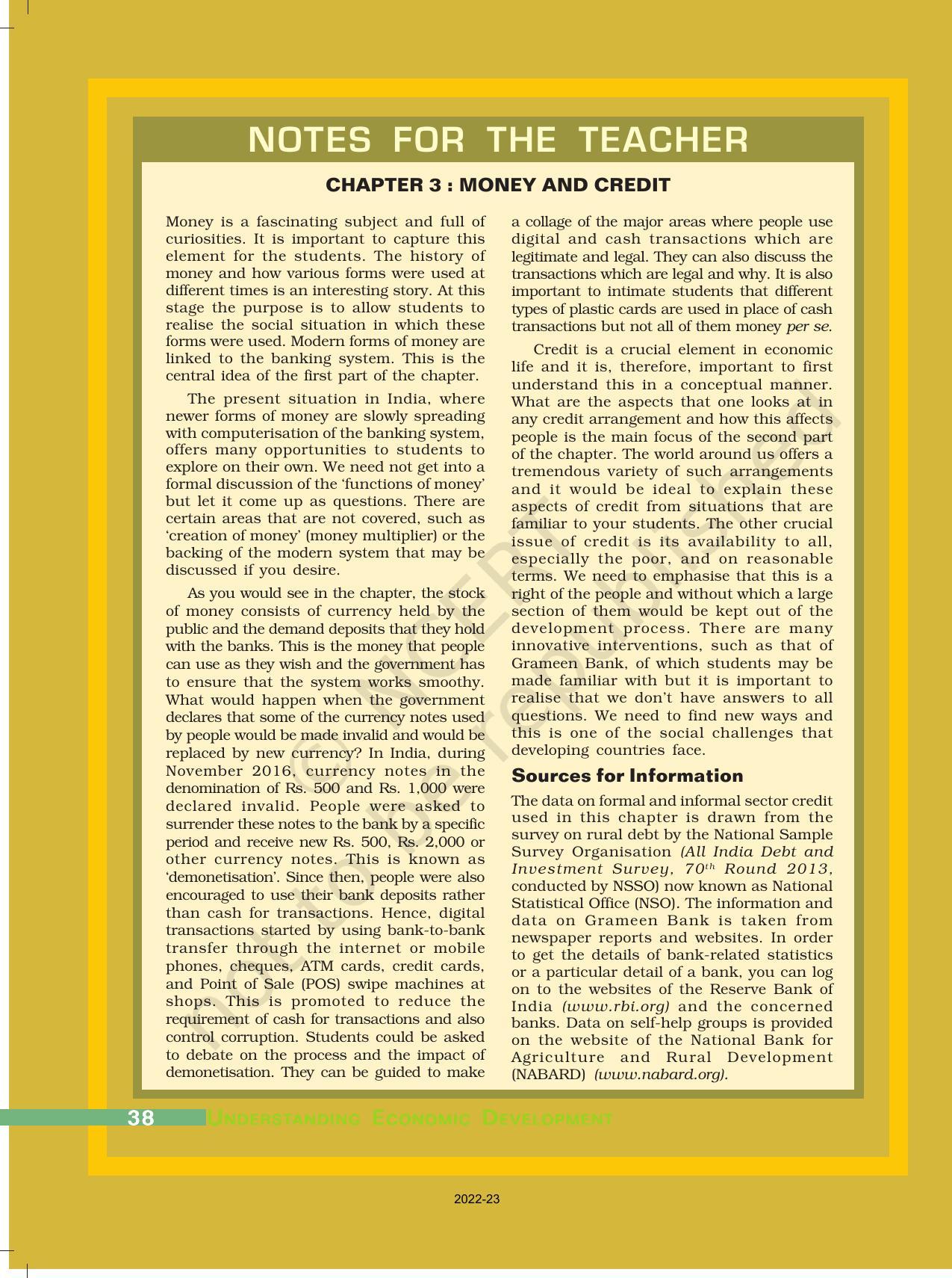 NCERT Book for Class 10 Economics Chapter 3 Money and Credit - Page 1