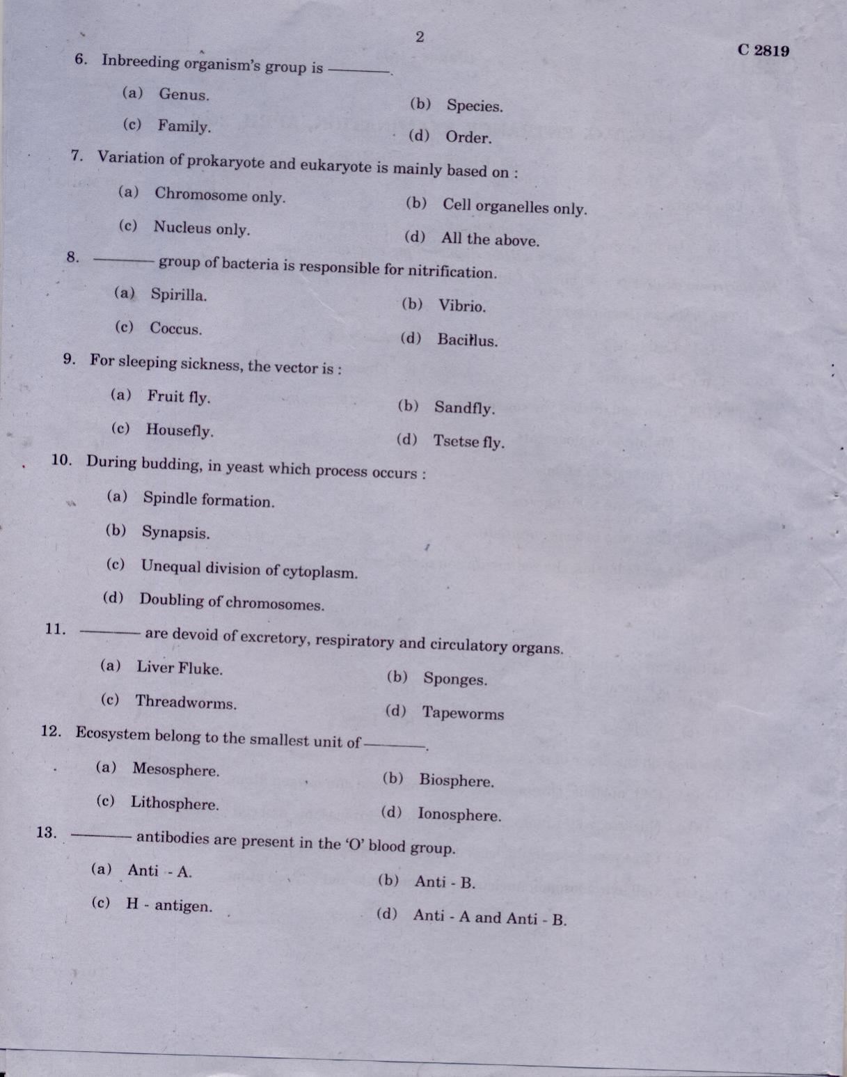 CUCAT 2021 M.Sc Forensic Science Question Paper - Page 2
