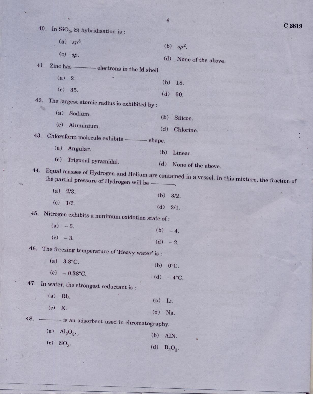 CUCAT 2021 M.Sc Forensic Science Question Paper - Page 6