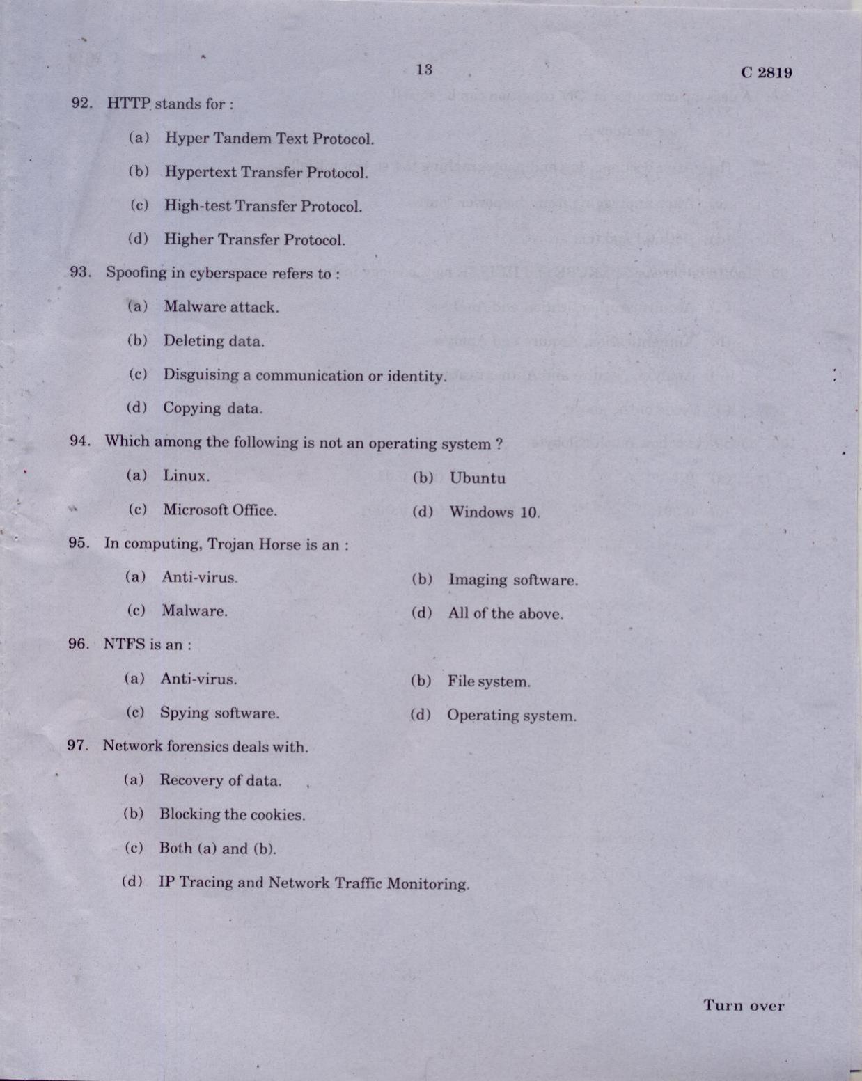 CUCAT 2021 M.Sc Forensic Science Question Paper - Page 13
