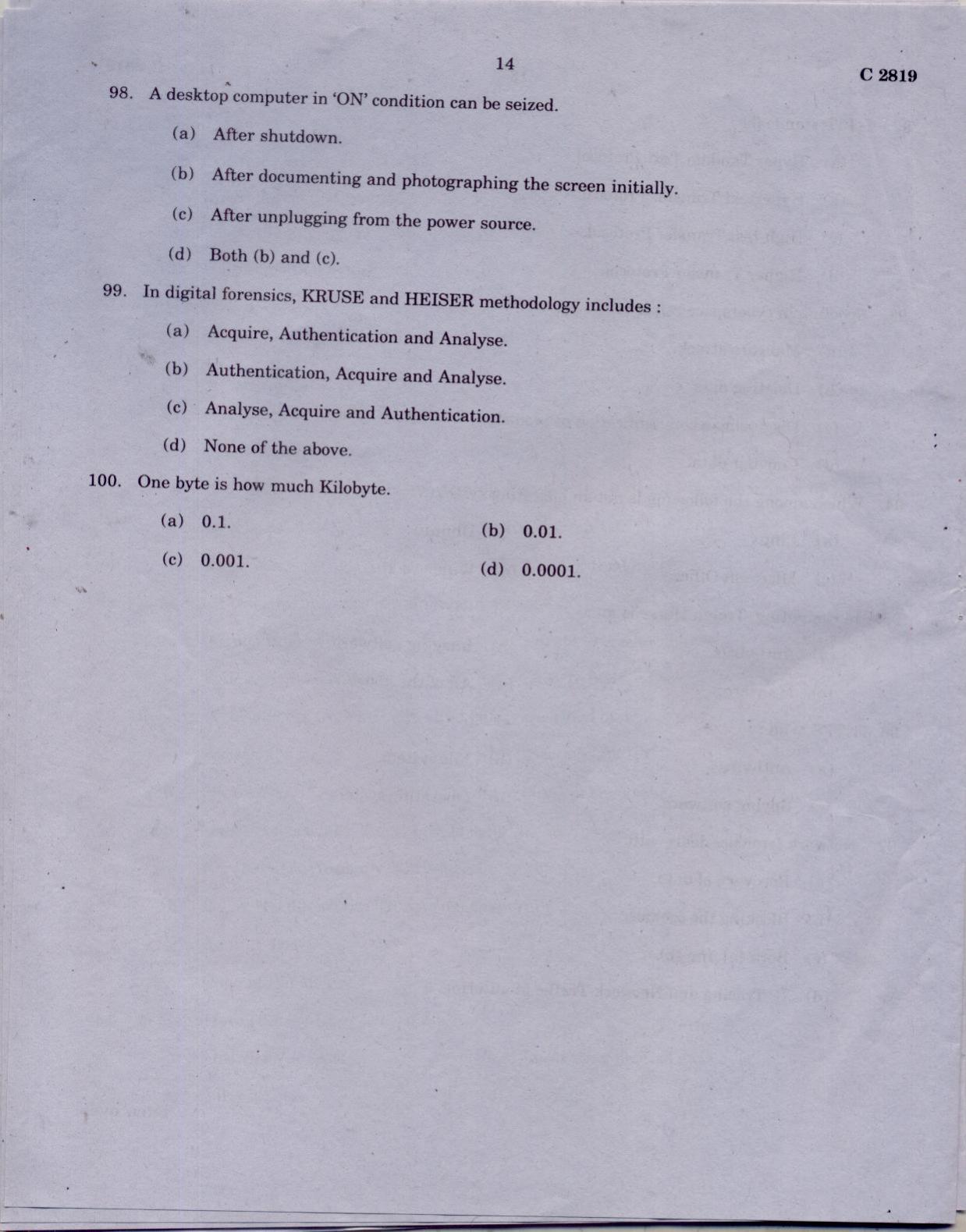 CUCAT 2021 M.Sc Forensic Science Question Paper - Page 14