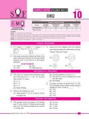 SOF IMO Sample Paper 2023 Class 10