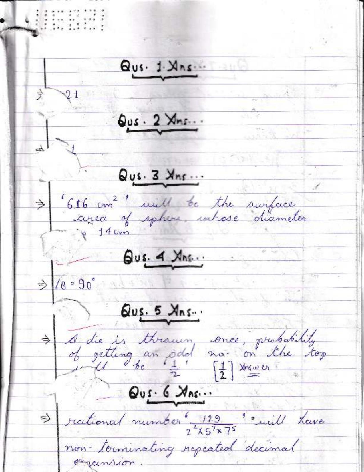 UBSE Class 10 Maths 2022 Toppers Answer Sheet - Page 2