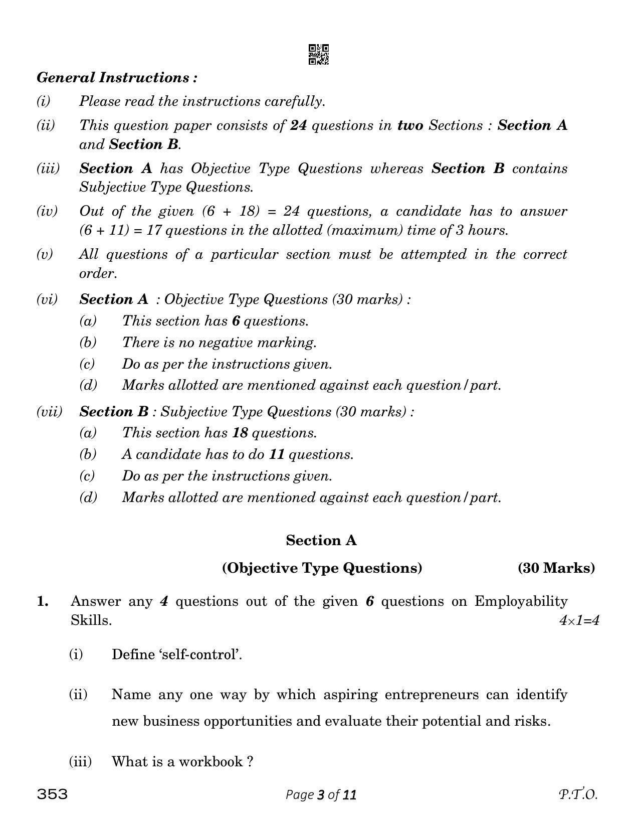 CBSE Class 12 Textile Design (Compartment) 2023 Question Paper - Page 3