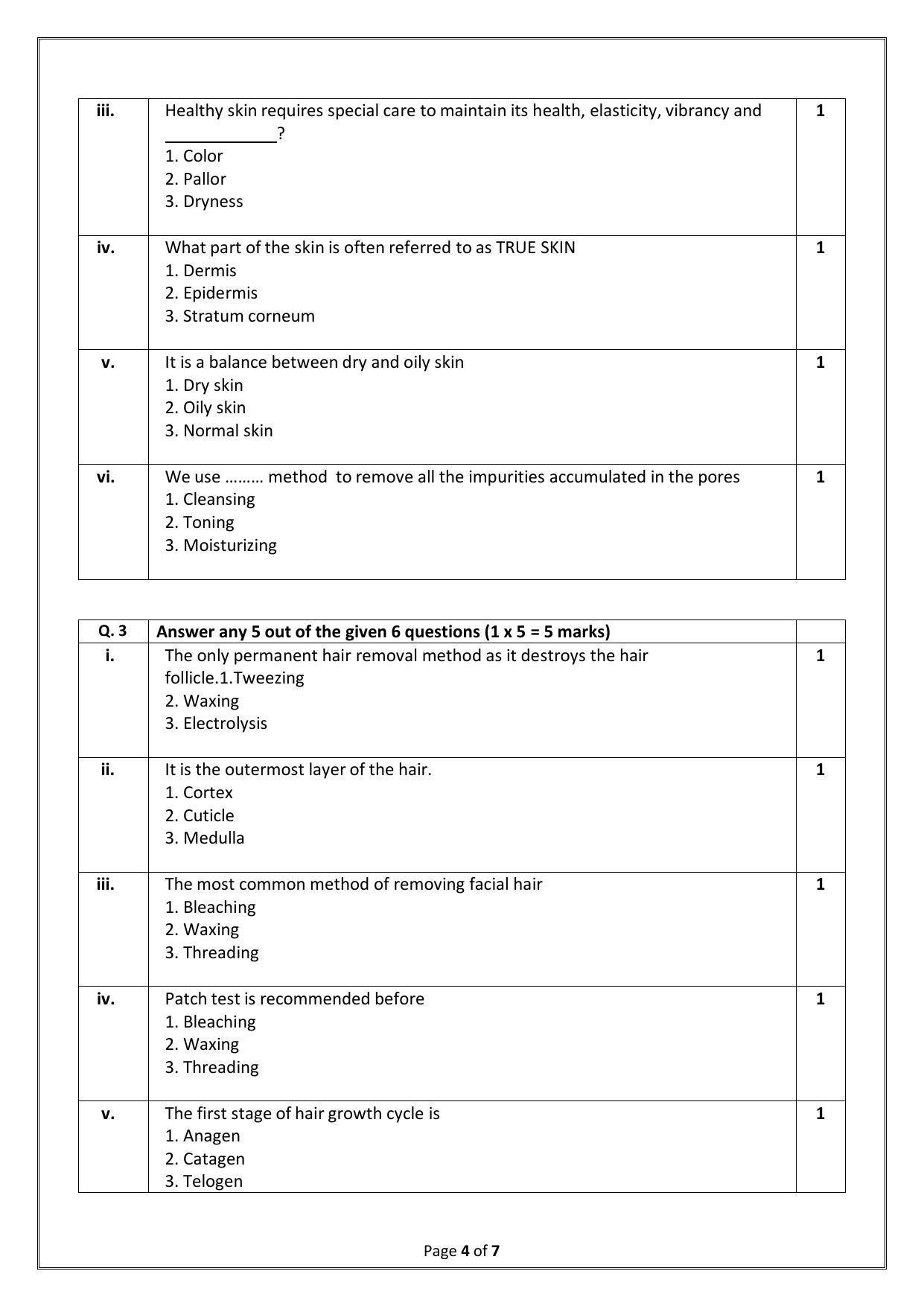 CBSE Class 10 (Skill Education) Beauty And Wellness Sample Papers 2023 - Page 4