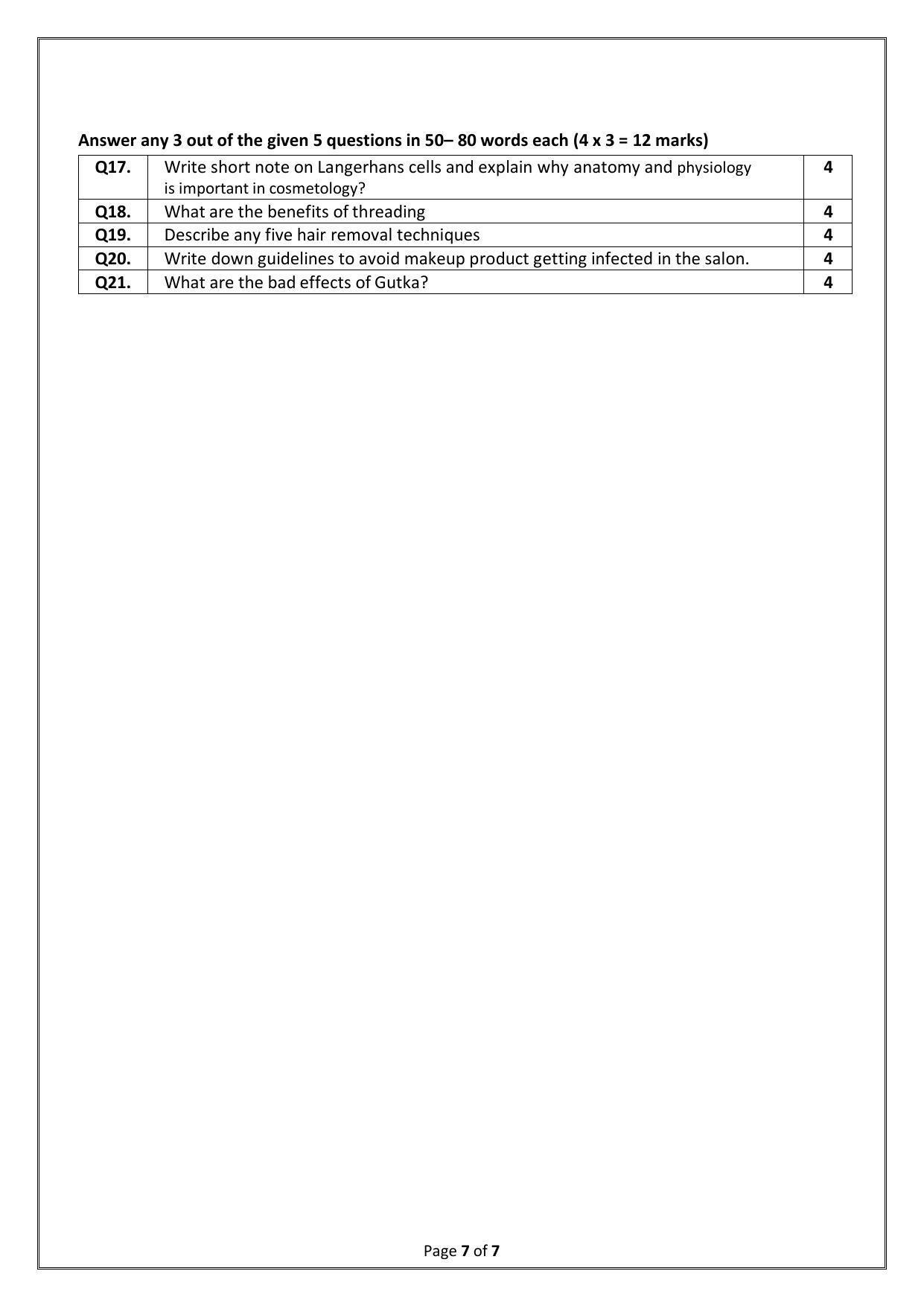 CBSE Class 10 (Skill Education) Beauty And Wellness Sample Papers 2023 - Page 7