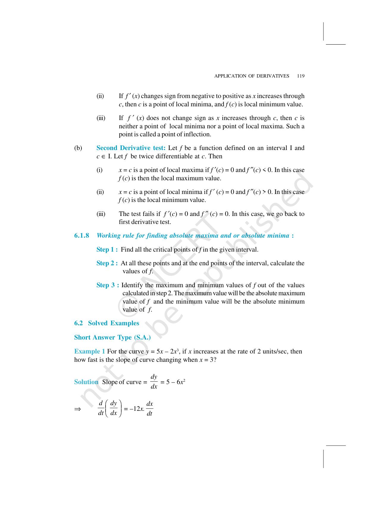 NCERT Exemplar Class 12: Mathematics Unit 6 (Application Of Derivatives) - Page 3