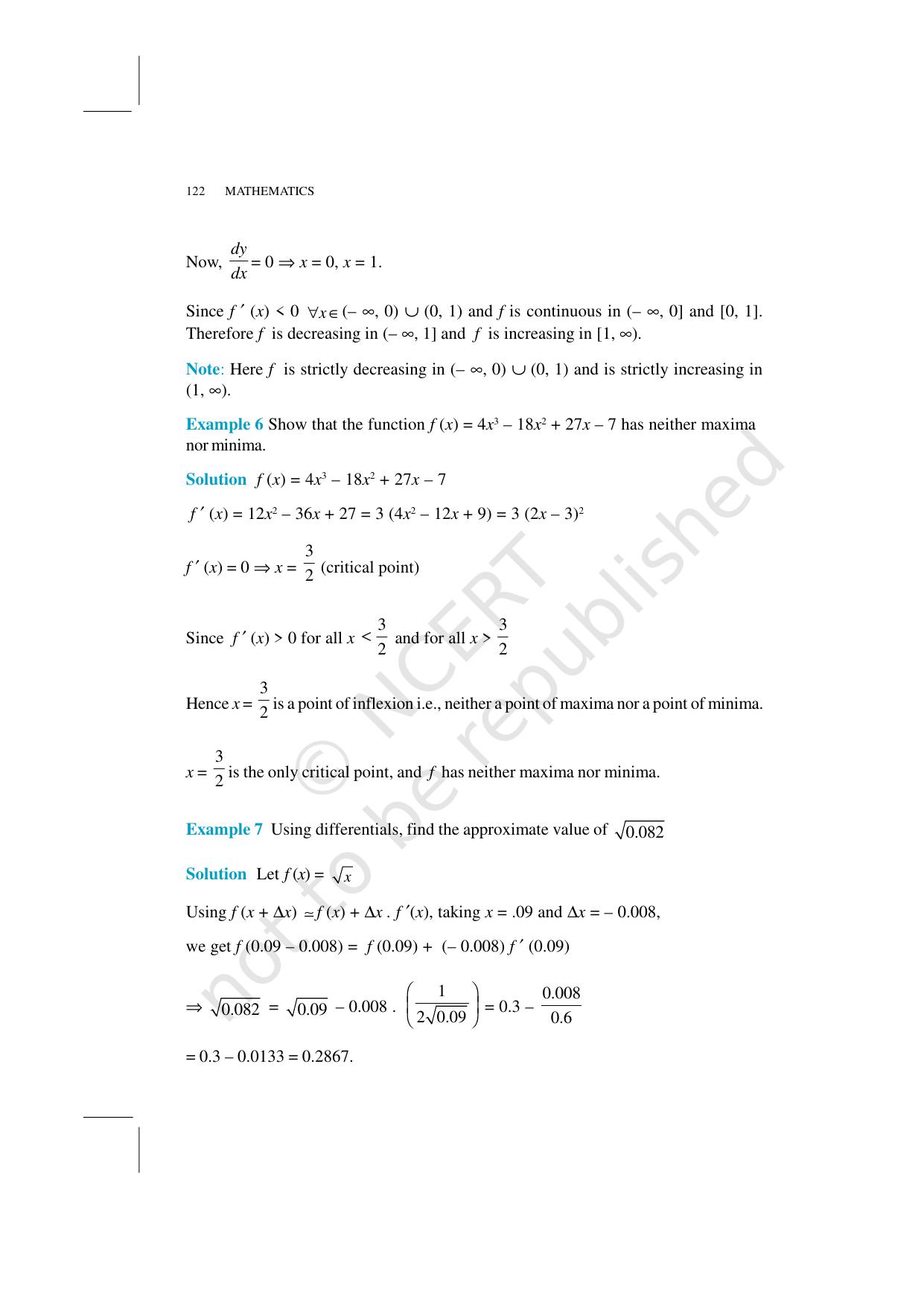 NCERT Exemplar Class 12: Mathematics Unit 6 (Application Of Derivatives) - Page 6