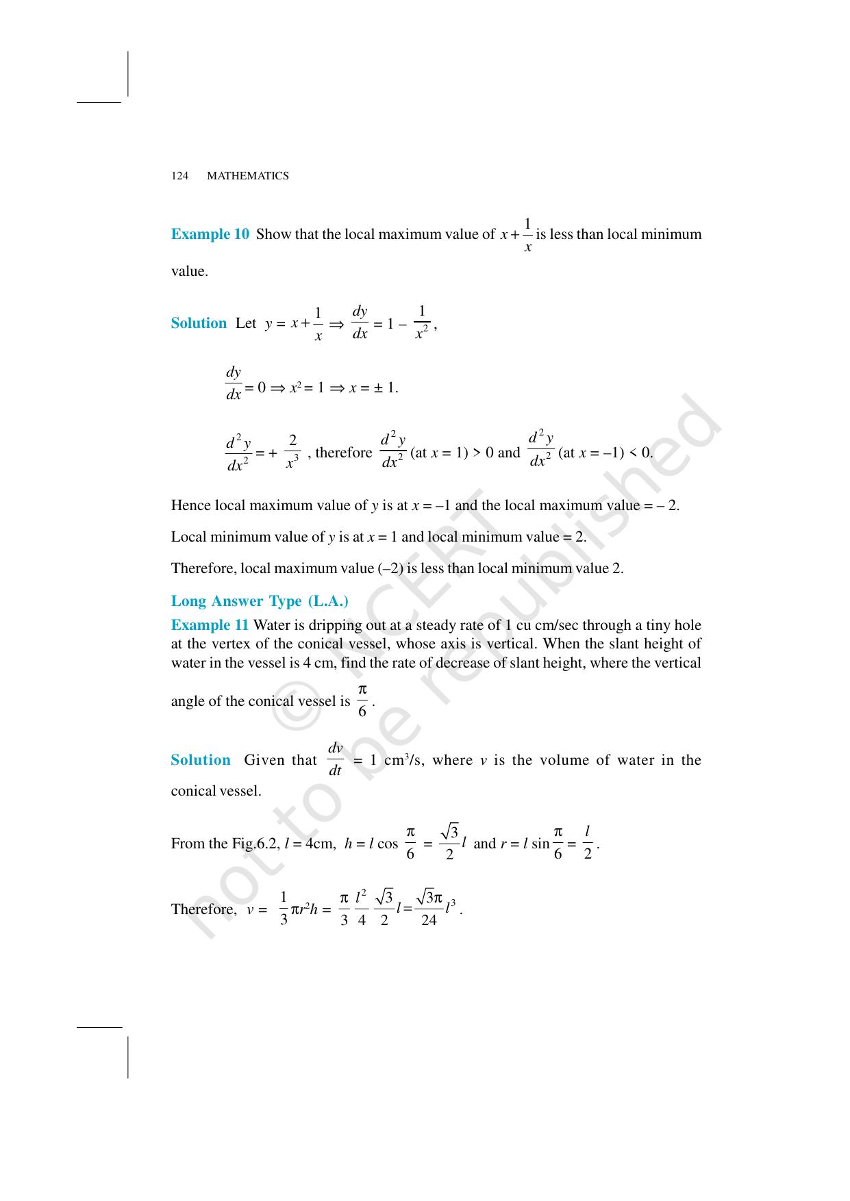 NCERT Exemplar Class 12: Mathematics Unit 6 (Application Of Derivatives) - Page 8