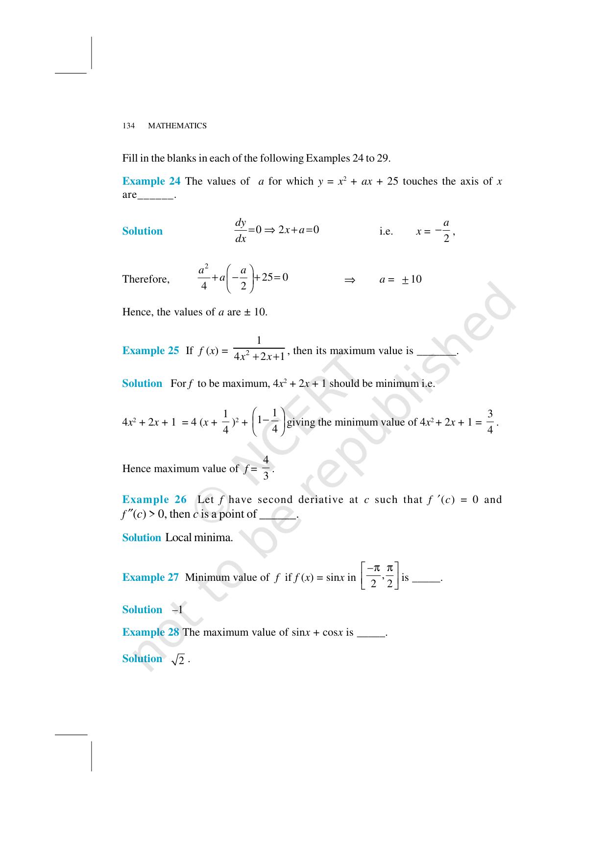 NCERT Exemplar Class 12: Mathematics Unit 6 (Application Of Derivatives) - Page 18
