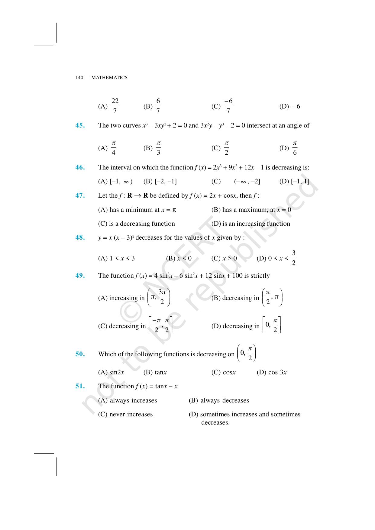 NCERT Exemplar Class 12: Mathematics Unit 6 (Application Of Derivatives) - Page 24