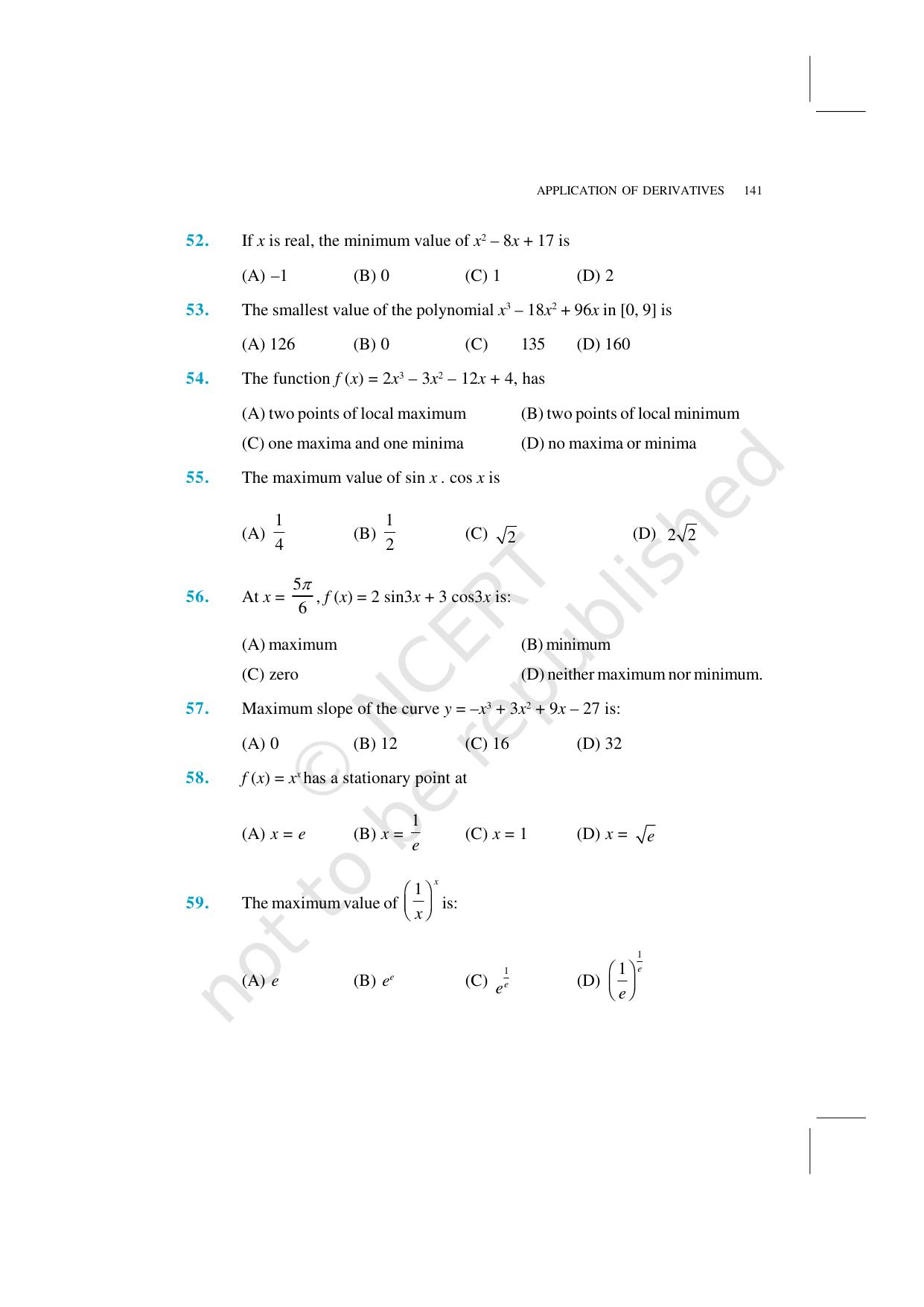 NCERT Exemplar Class 12: Mathematics Unit 6 (Application Of Derivatives) - Page 25
