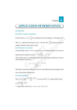 NCERT Exemplar Class 12: Mathematics Unit 6 (Application Of Derivatives)