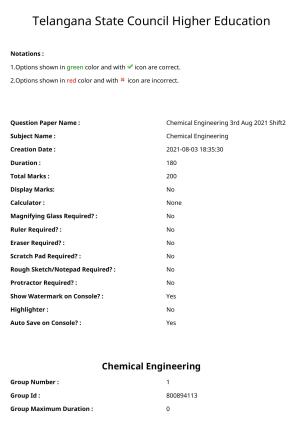 TS ECET 2021 Chemical Engineering Question Paper