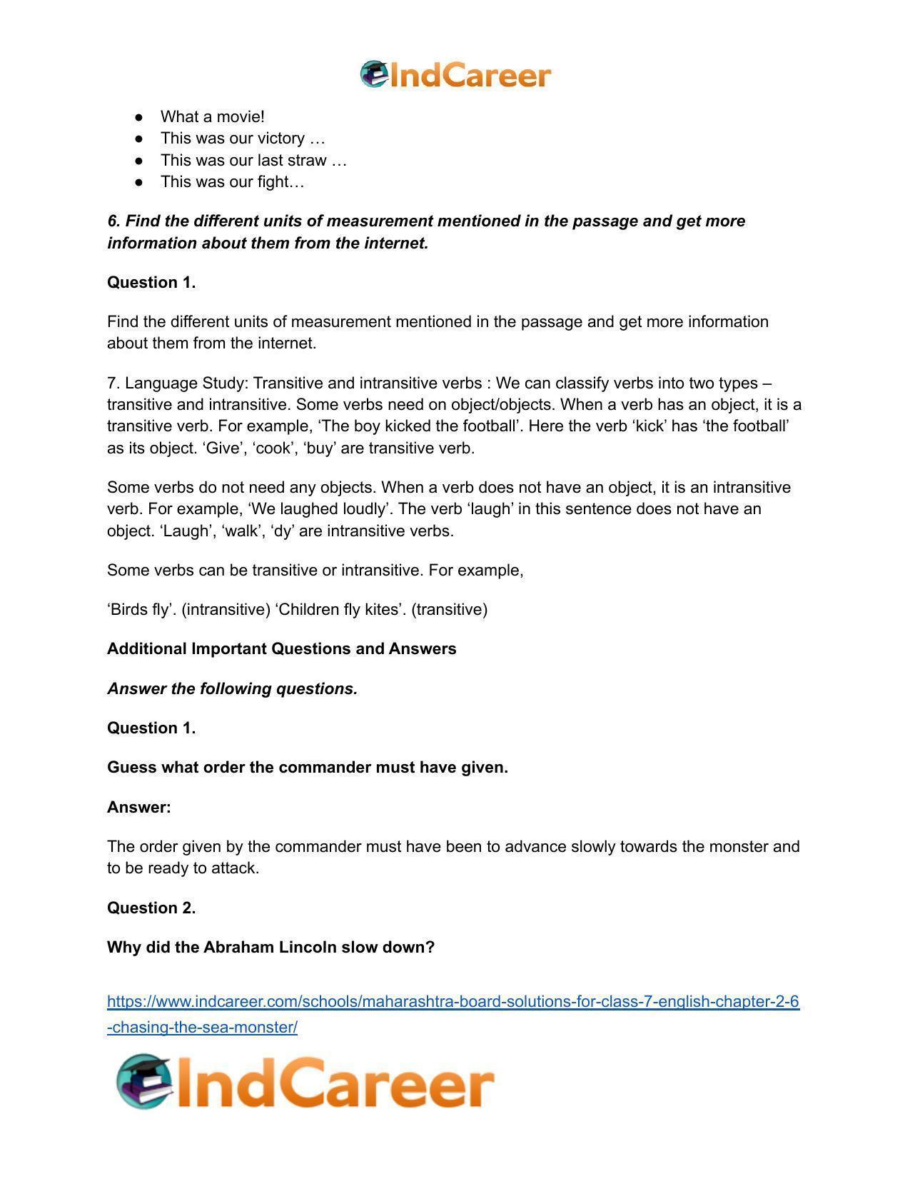 Maharashtra Board Solutions for Class 7- English: Chapter 2.6- Chasing the Sea Monster - Page 6