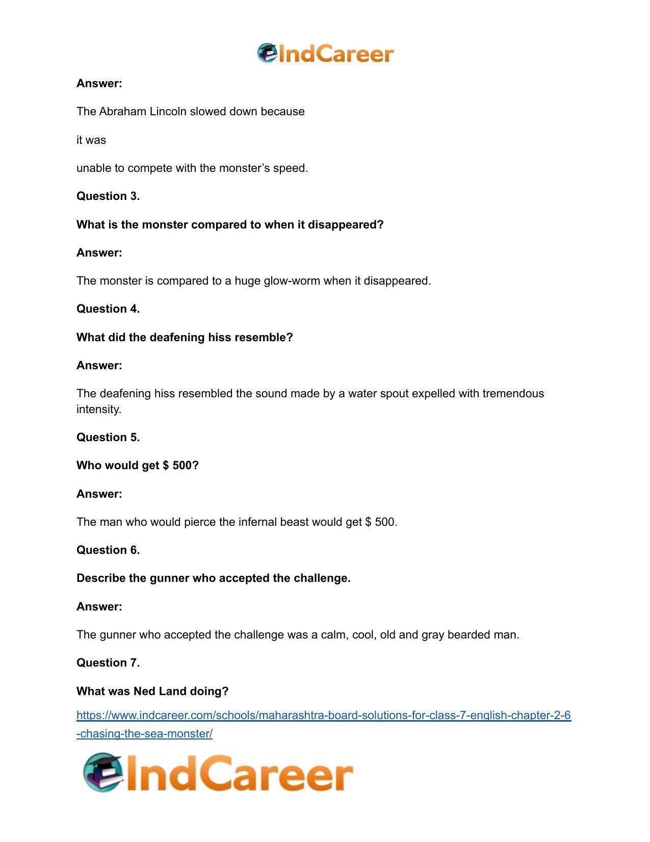 Maharashtra Board Solutions for Class 7- English: Chapter 2.6- Chasing the Sea Monster - Page 7