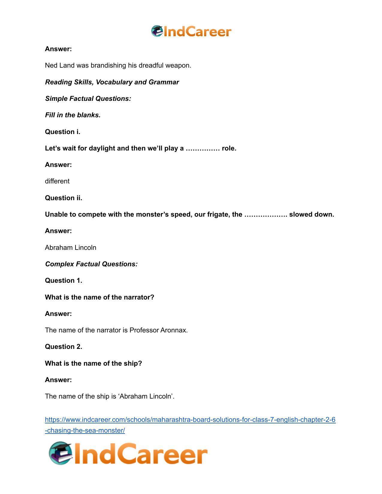 Maharashtra Board Solutions for Class 7- English: Chapter 2.6- Chasing the Sea Monster - Page 8