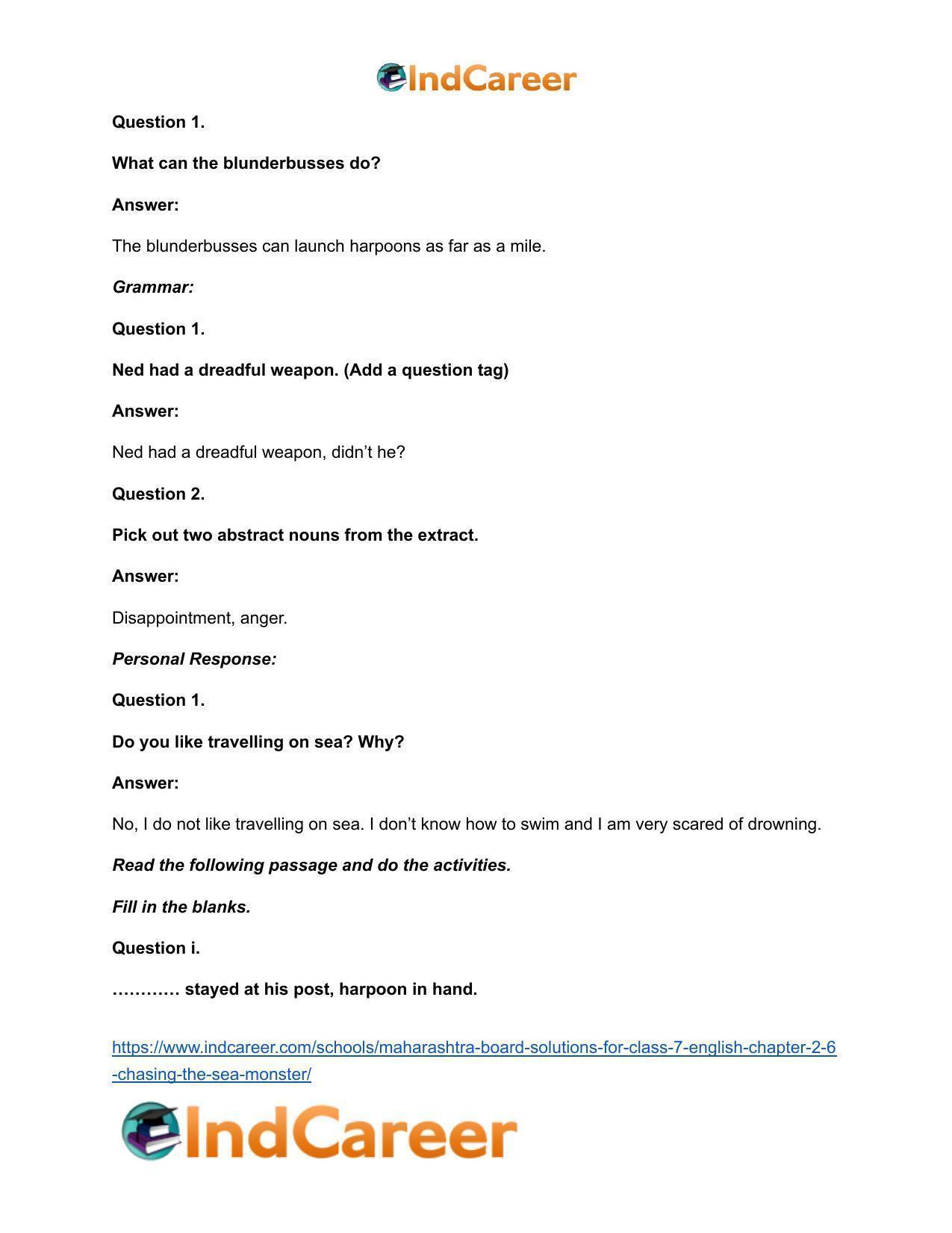 Maharashtra Board Solutions for Class 7- English: Chapter 2.6- Chasing the Sea Monster - Page 11
