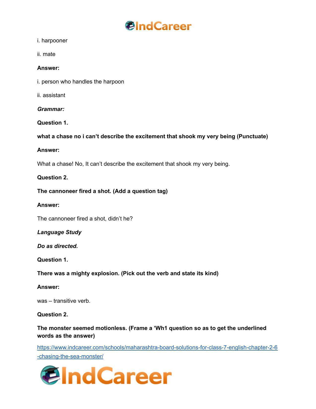 Maharashtra Board Solutions for Class 7- English: Chapter 2.6- Chasing the Sea Monster - Page 13