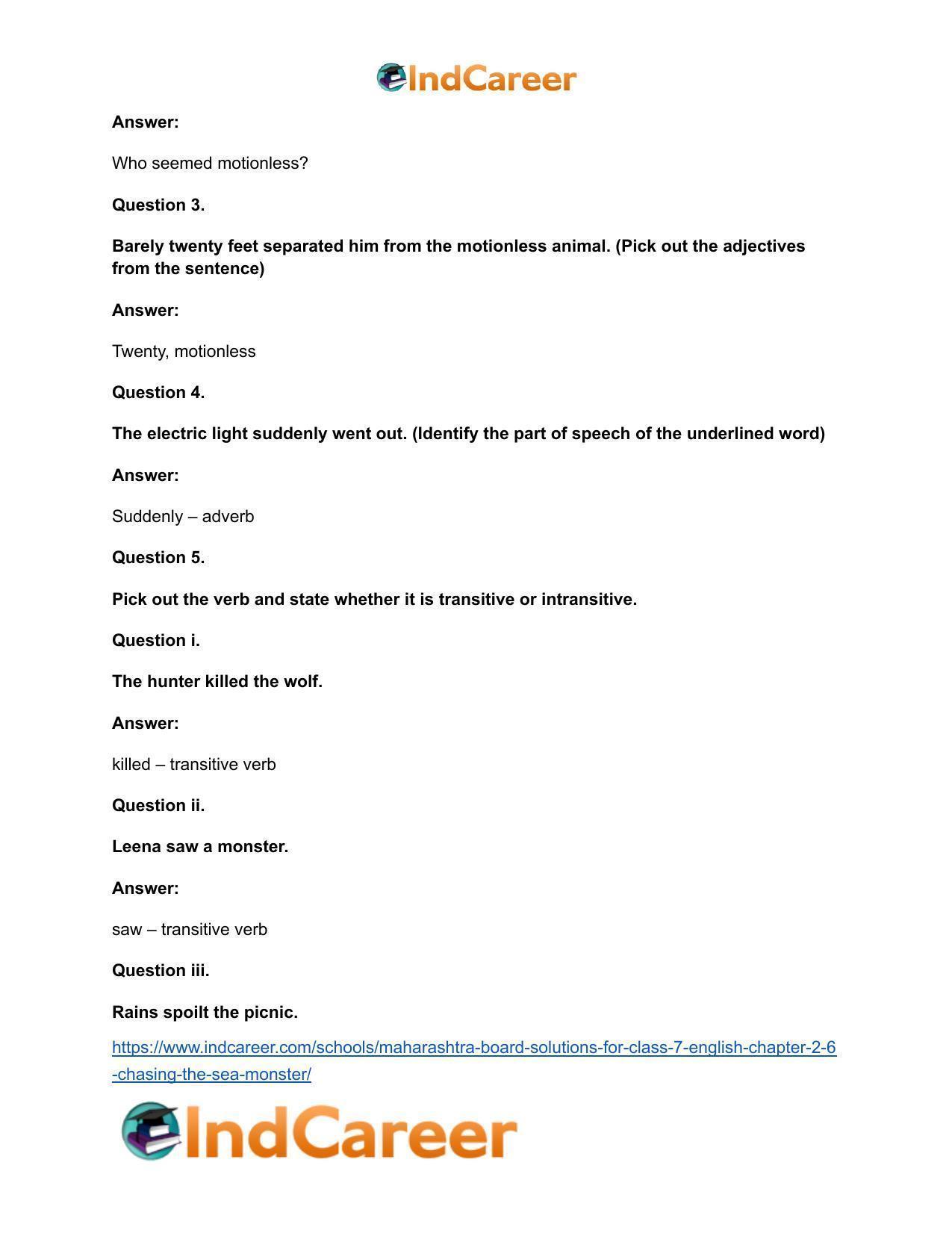 Maharashtra Board Solutions for Class 7- English: Chapter 2.6- Chasing the Sea Monster - Page 14