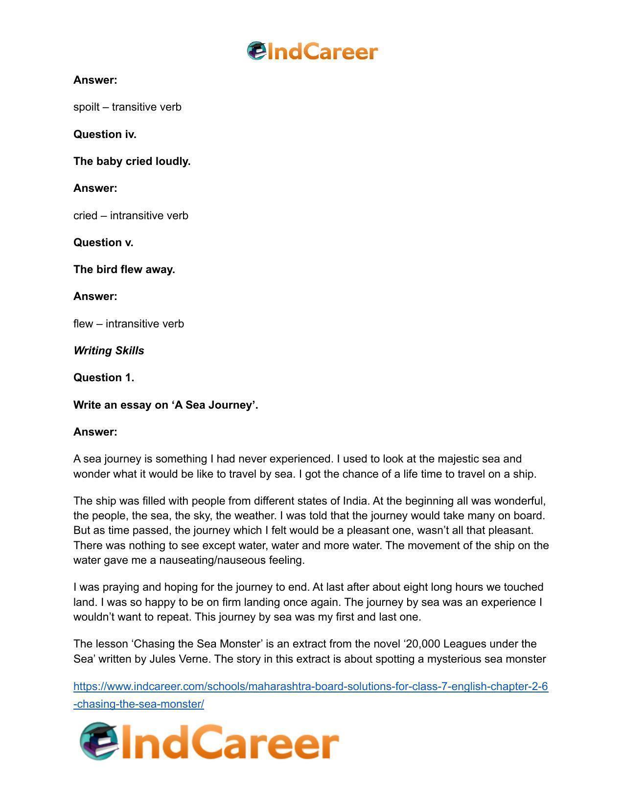 Maharashtra Board Solutions for Class 7- English: Chapter 2.6- Chasing the Sea Monster - Page 15