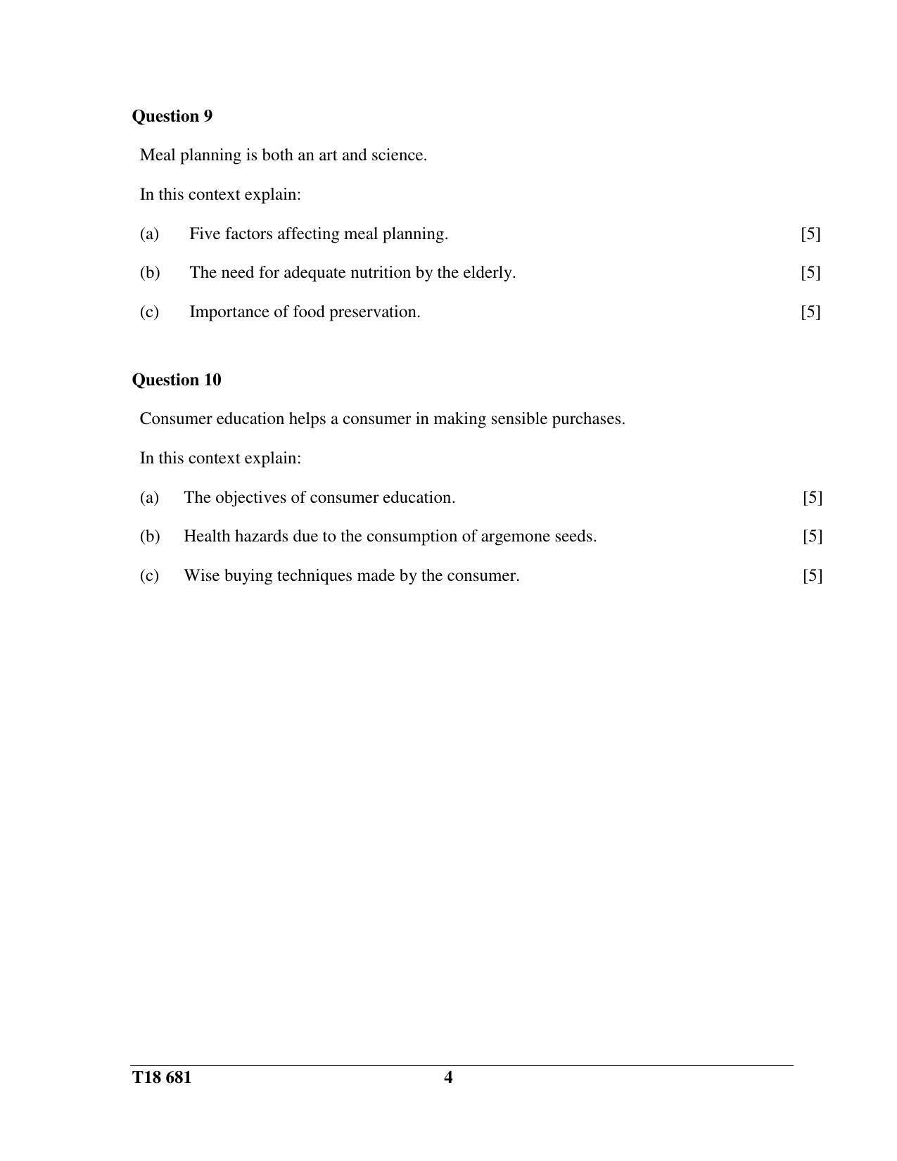 ISC Class 12 2018 Home Science Question Paper - Page 4
