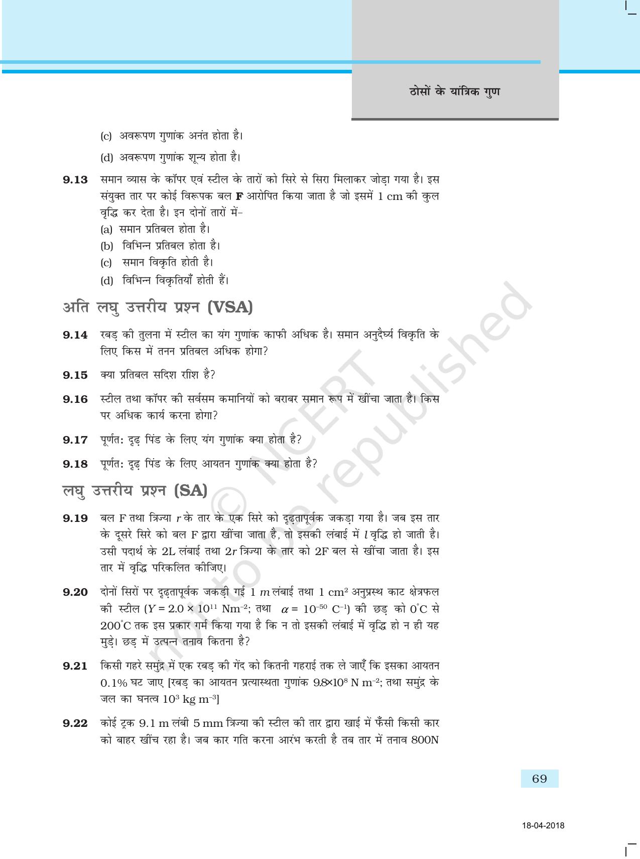NCERT Exemplar Class 11: भौतिक विज्ञान अध्याय 9 (ठोसों के यांत्रिक गुण ) - Page 5