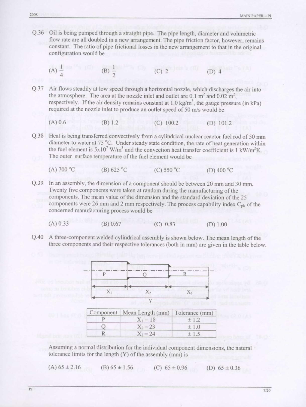 GATE 2008 Production and Industrial Engineering (PI) Question Paper with Answer Key - Page 7