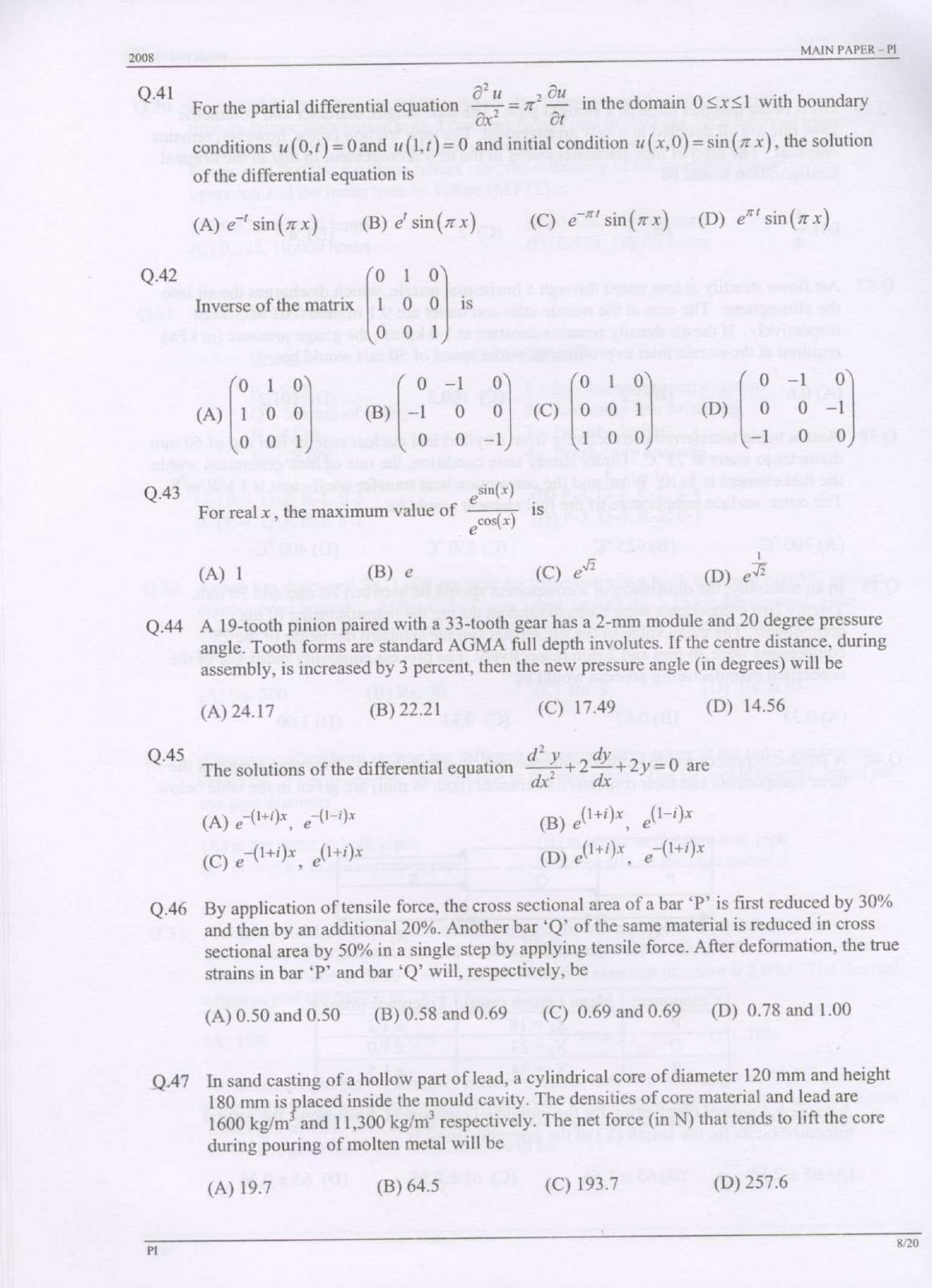 GATE 2008 Production and Industrial Engineering (PI) Question Paper with Answer Key - Page 8