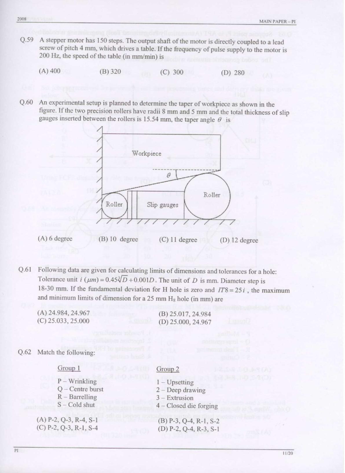 GATE 2008 Production and Industrial Engineering (PI) Question Paper with Answer Key - Page 11