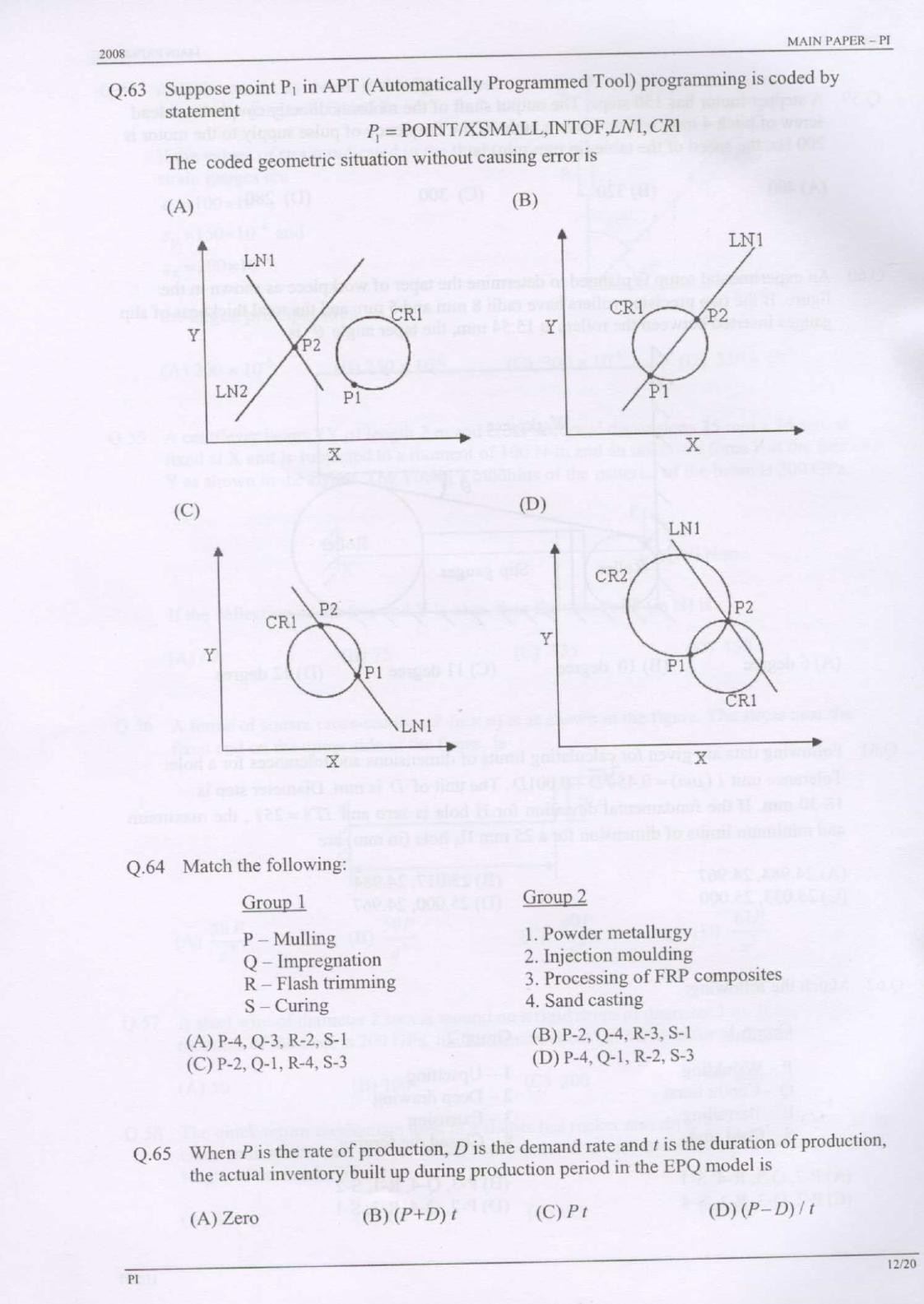 GATE 2008 Production and Industrial Engineering (PI) Question Paper with Answer Key - Page 12