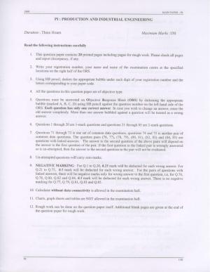 GATE 2008 Production and Industrial Engineering (PI) Question Paper with Answer Key