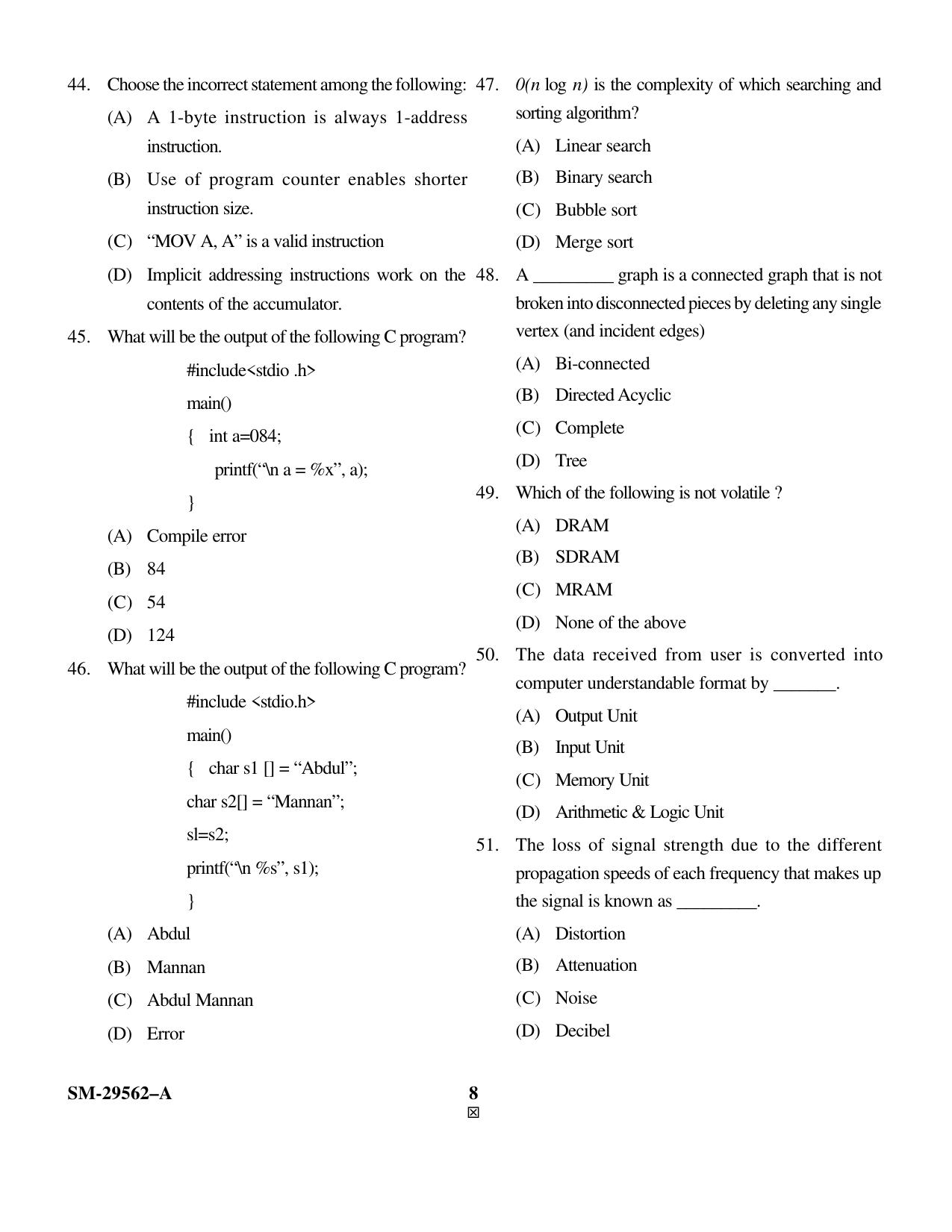 KUET 2023 M.Sc. IT Question Paper - Page 8