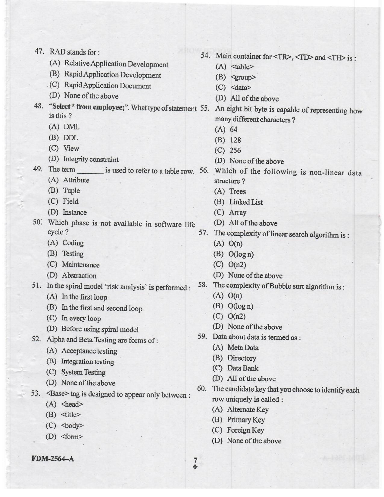KUET 2023 M.Sc. IT Question Paper - Page 53