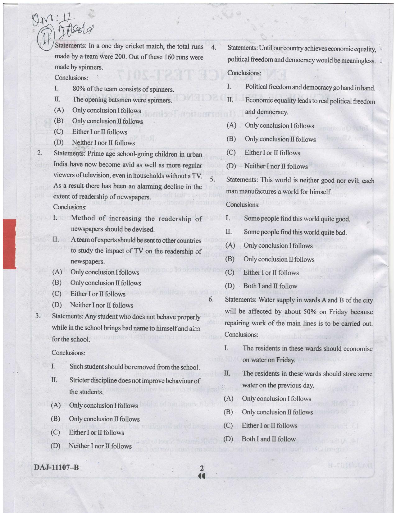 KUET 2023 M.Sc. IT Question Paper - Page 55