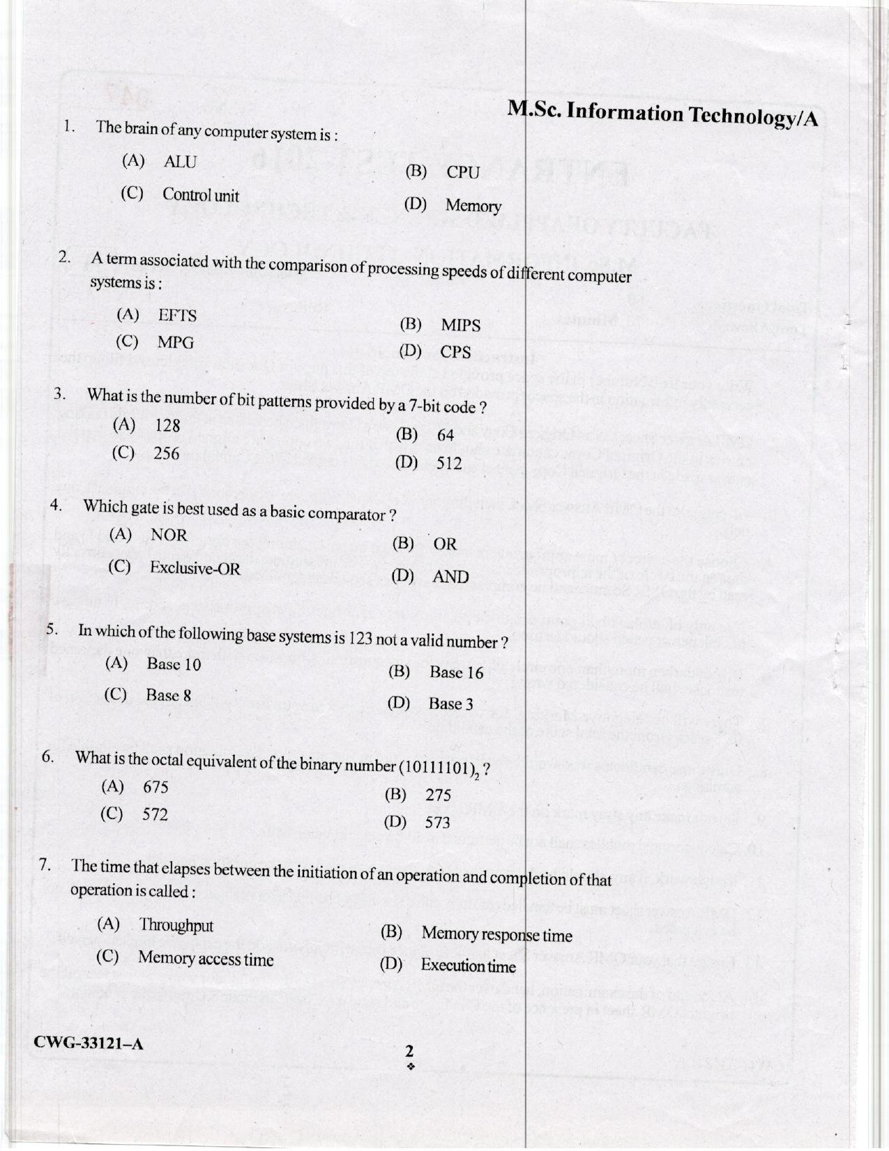 KUET 2023 M.Sc. IT Question Paper - Page 62
