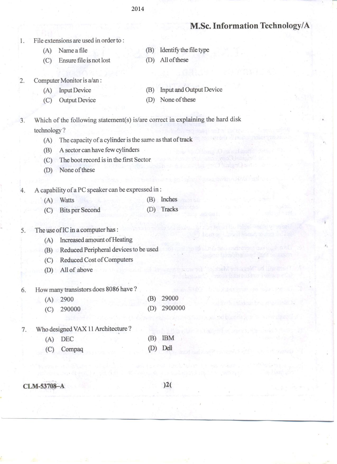 KUET 2023 M.Sc. IT Question Paper - Page 81