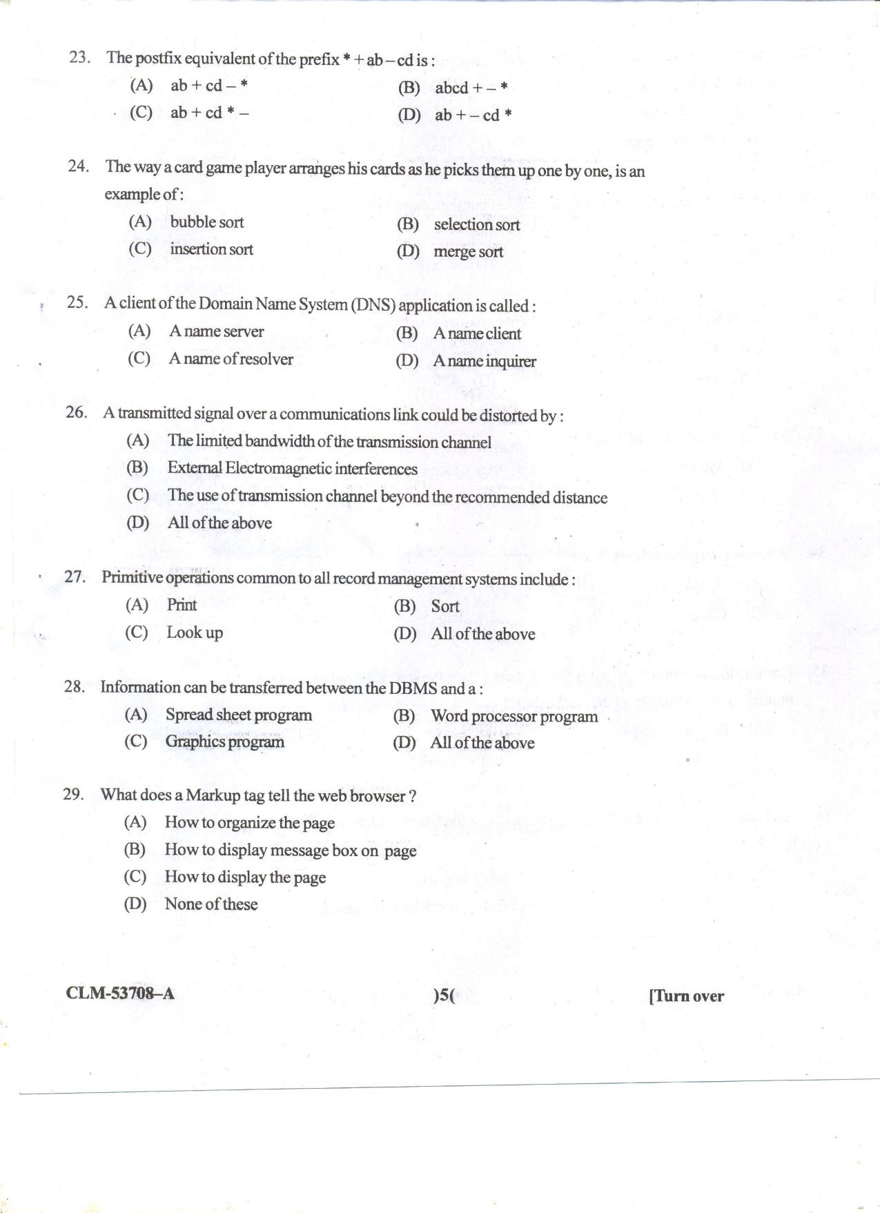KUET 2023 M.Sc. IT Question Paper - Page 84