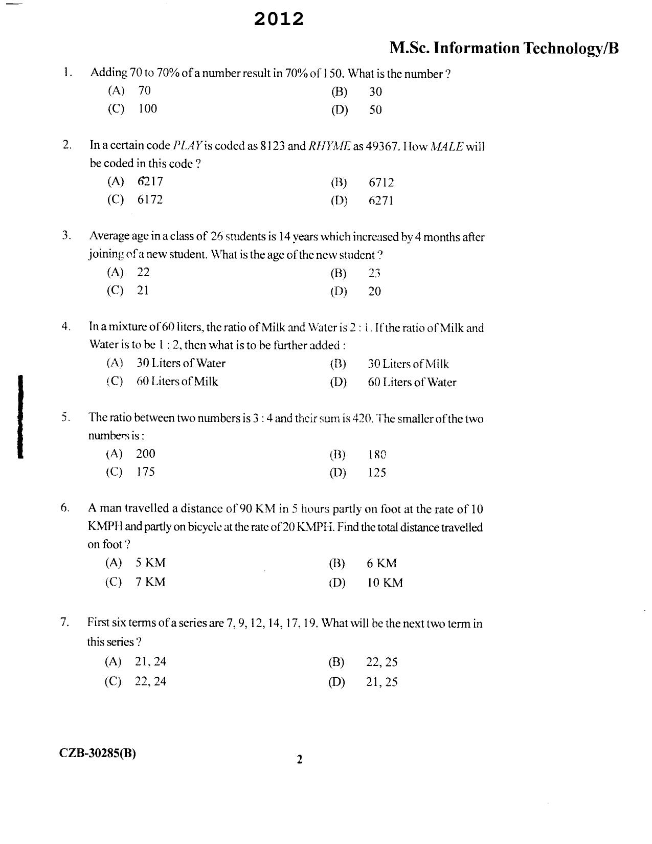 KUET 2023 M.Sc. IT Question Paper - Page 99