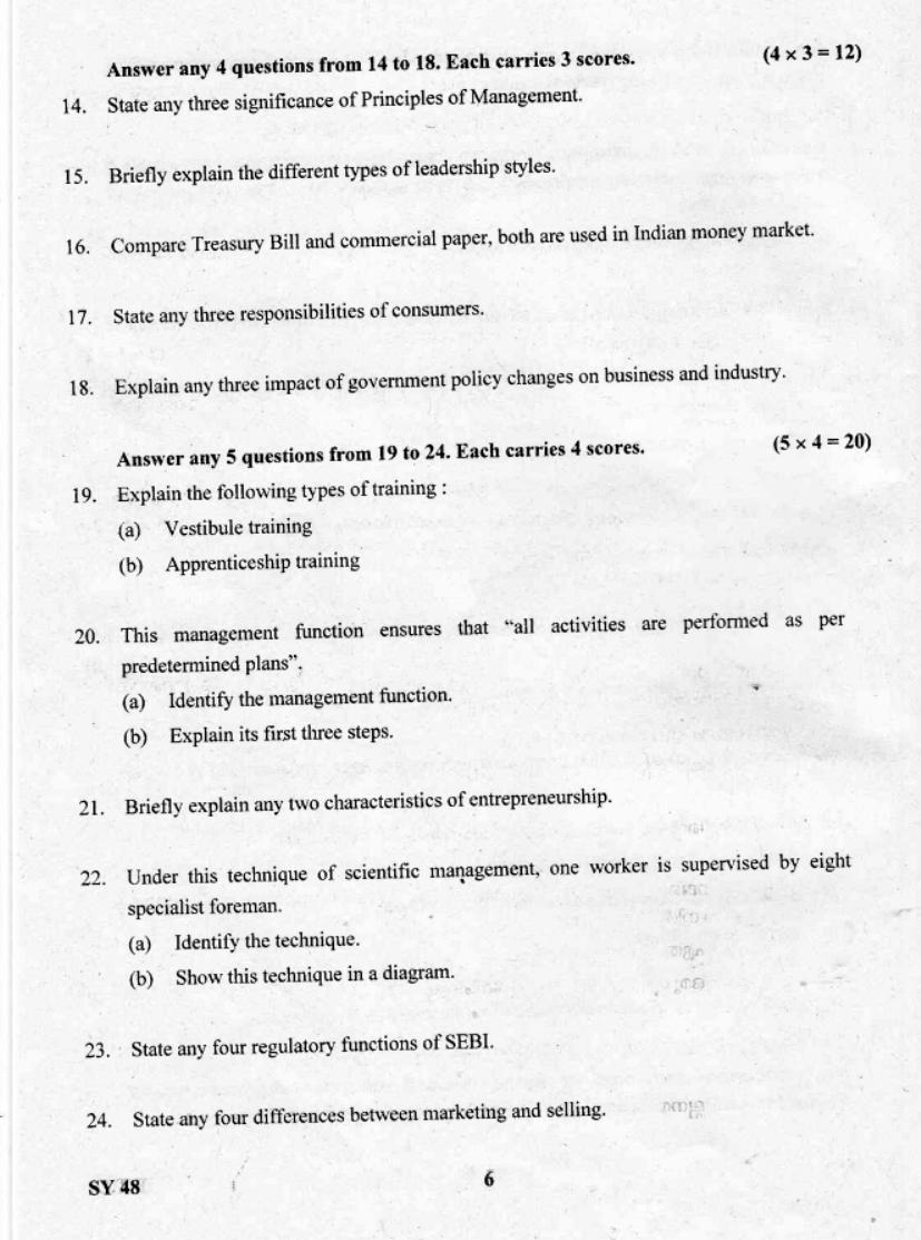 Kerala Plus Two 2019 Business Studies Question Paper - Page 5
