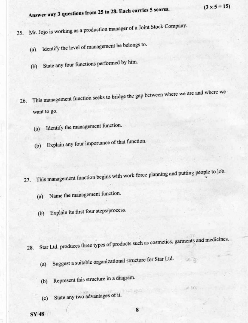 Kerala Plus Two 2019 Business Studies Question Paper - Page 7