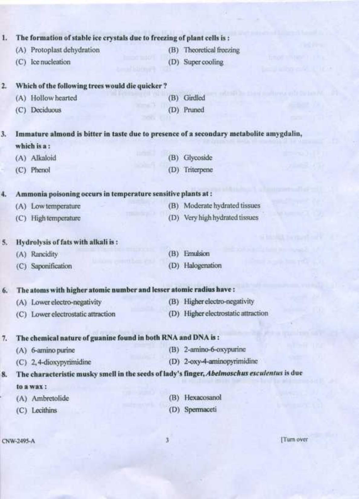 PU CET PG 2018 MSc (Botany) Question Paper - Page 2
