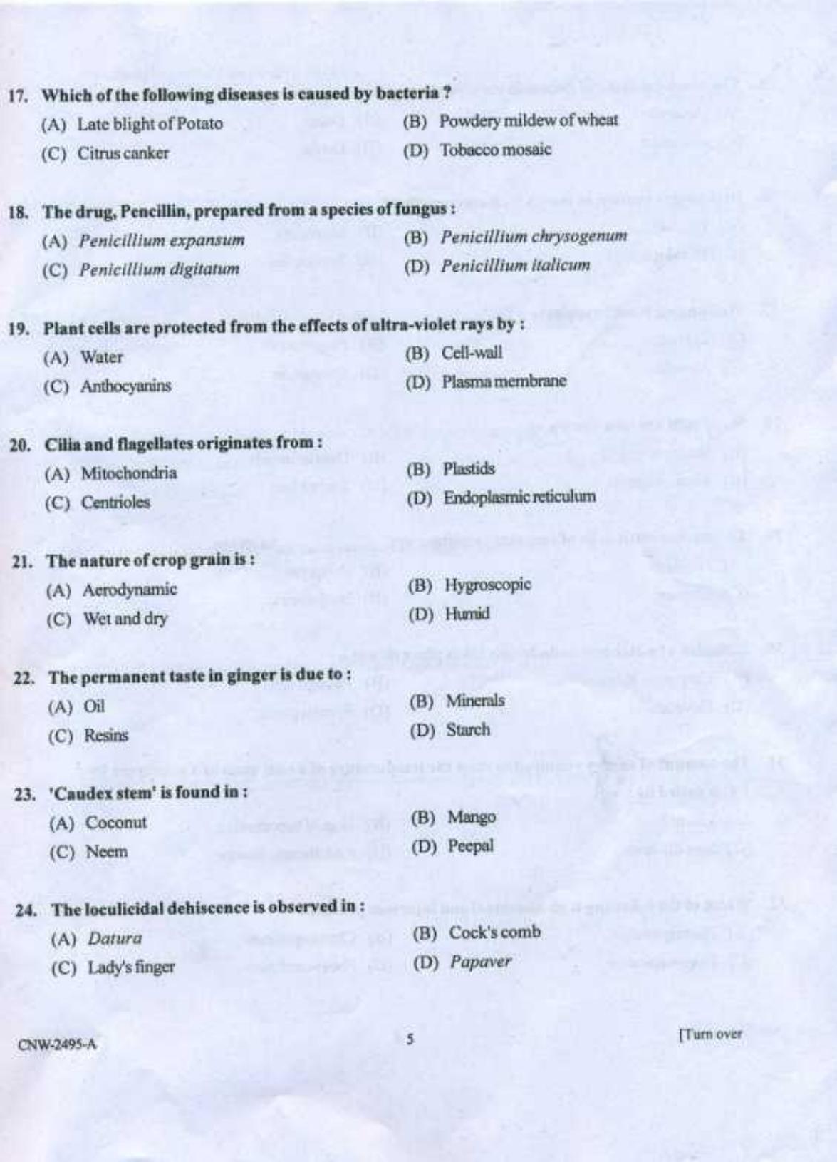 PU CET PG 2018 MSc (Botany) Question Paper - Page 4