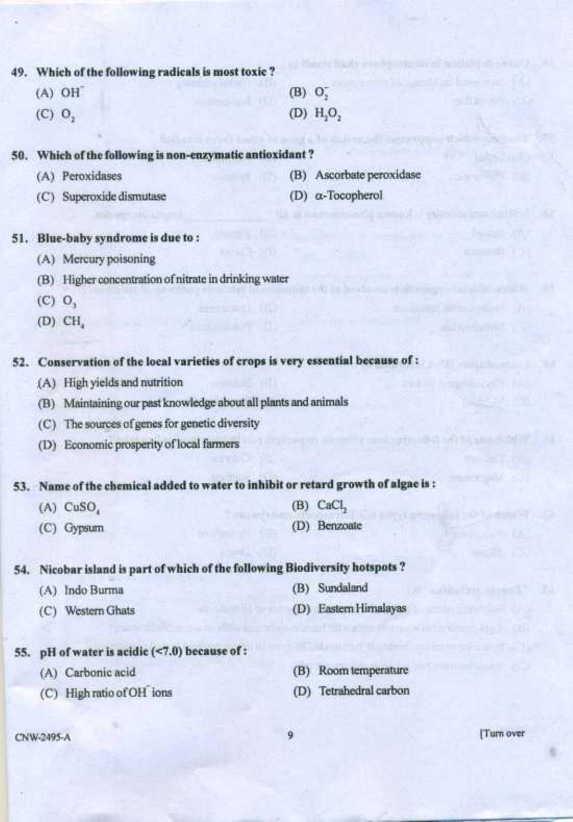 PU CET PG 2018 MSc (Botany) Question Paper - Page 8
