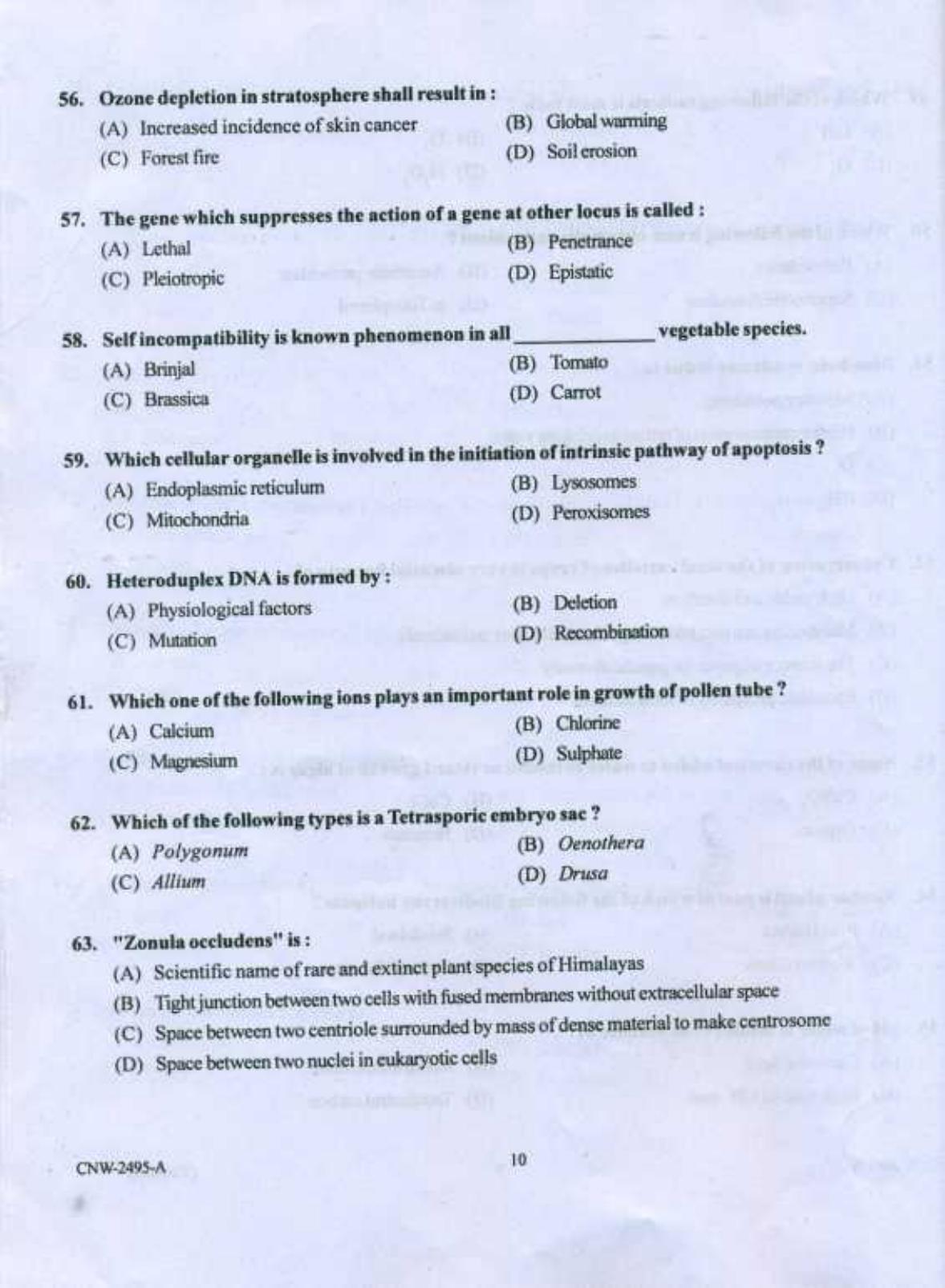 PU CET PG 2018 MSc (Botany) Question Paper - Page 9