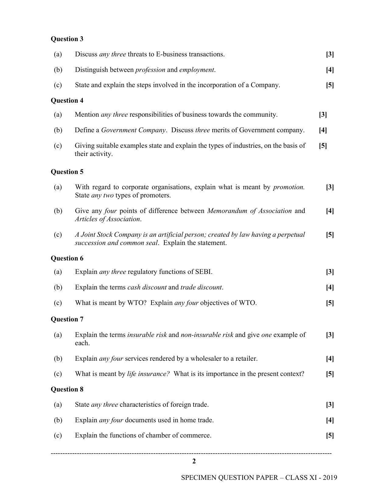 ISC Class 11 Specimen Commerce Sample Papers 2023 - Page 2